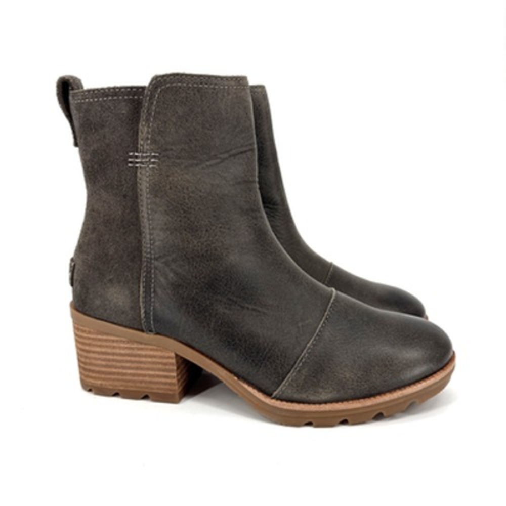 Sorel Cate Leather Ankle Bootie Womens 7 Waterproof NL3381-245 Olive Green